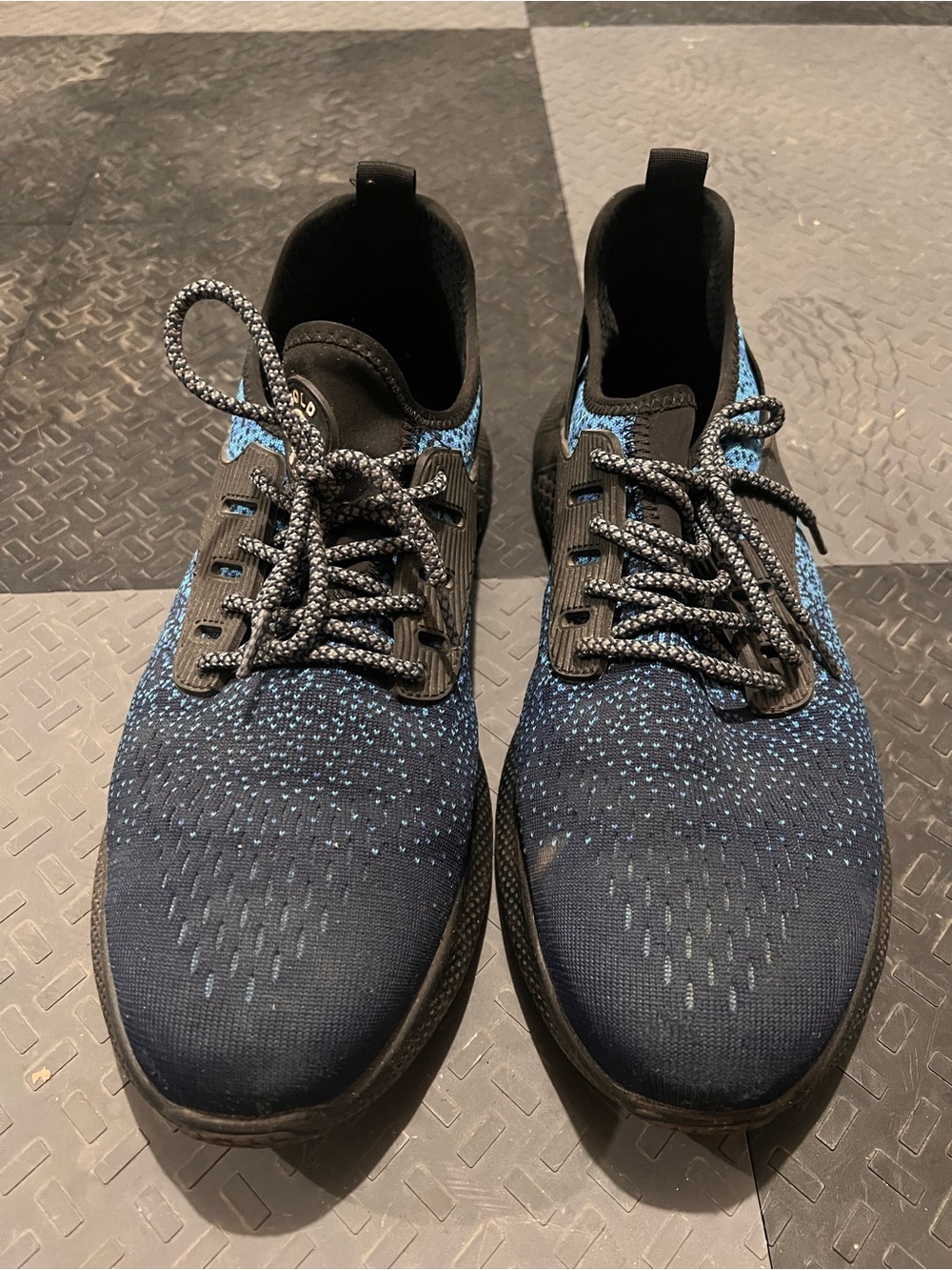Men's Navy Blue Knit Lace-Up steel toed comfort Shoes